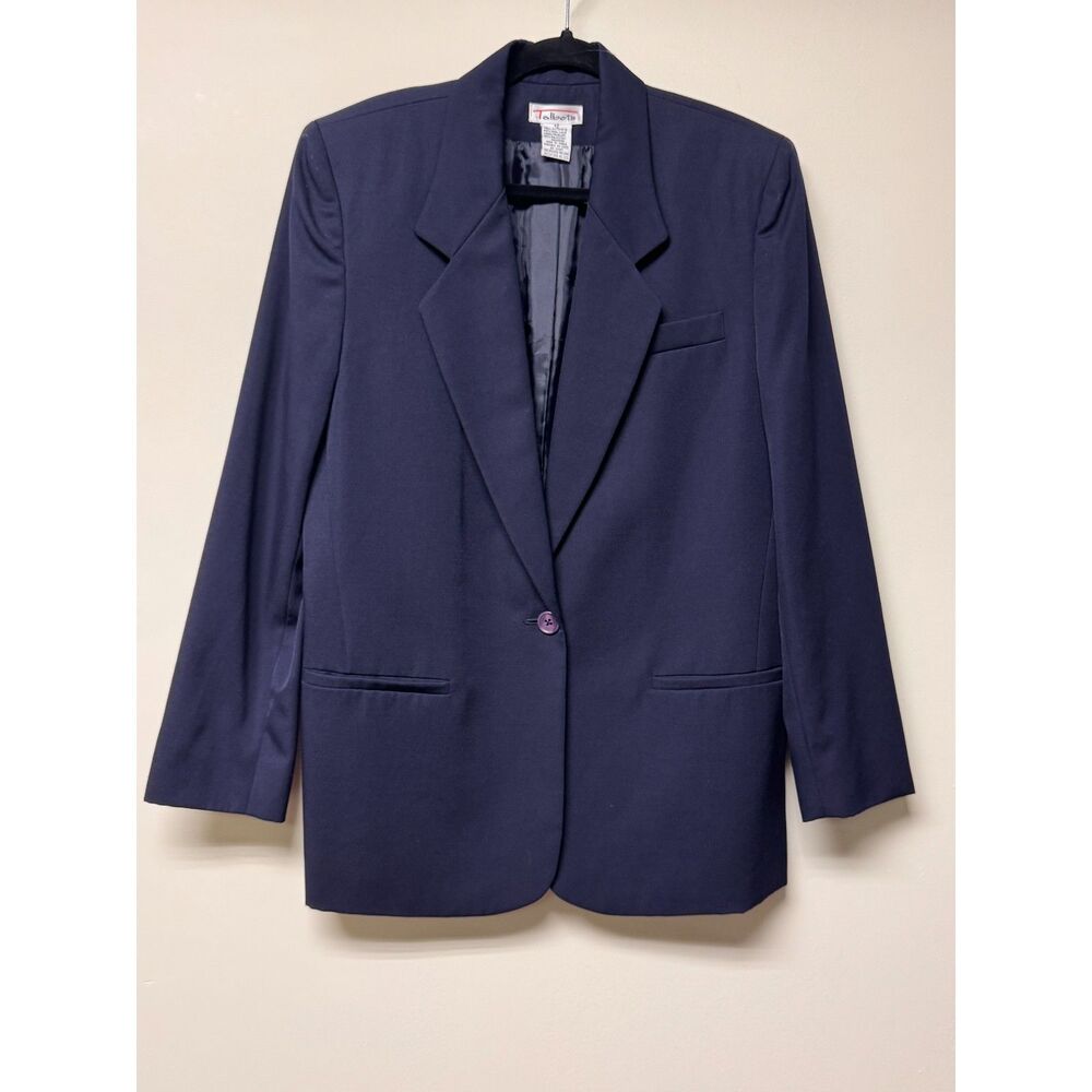 VINTAGE - TALBOTS 100% Pure Wool Navy Blue Single Button Classic Blazer, Sz 12